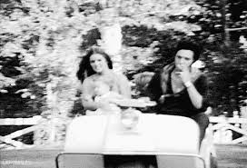 MOVING GIF Graceland around 1969 Graceland Elvis with Priscilla lisa gold carts